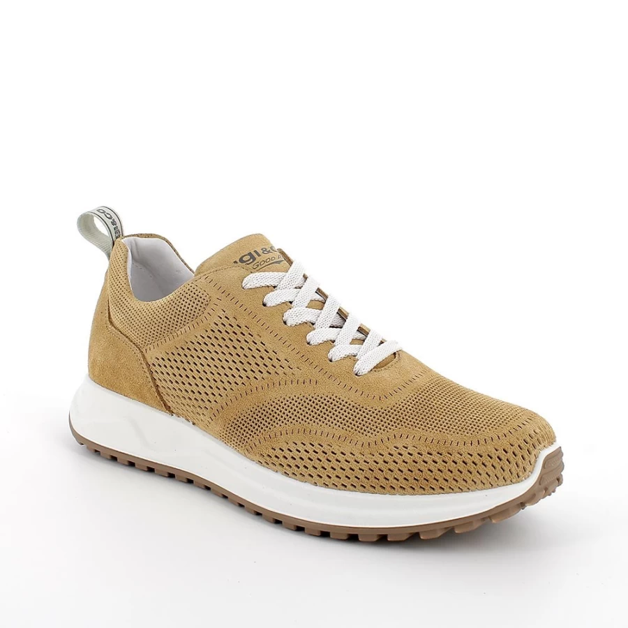 "Igi&Co Men's Mustard Leather Sneakers – Premium Quality & Style"