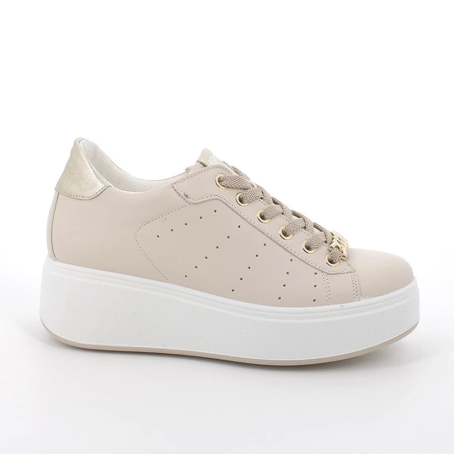 "Igi&Co Women's Leather Wedge Sneakers in Ecru"