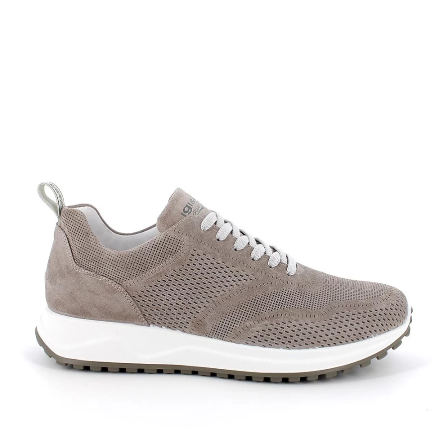 "Igi&Co Men's Dark Beige Leather Sneakers"