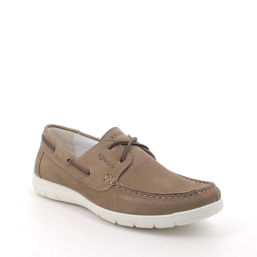 "Igi&Co Men's Taupe Leather Moccasin Shoes"
