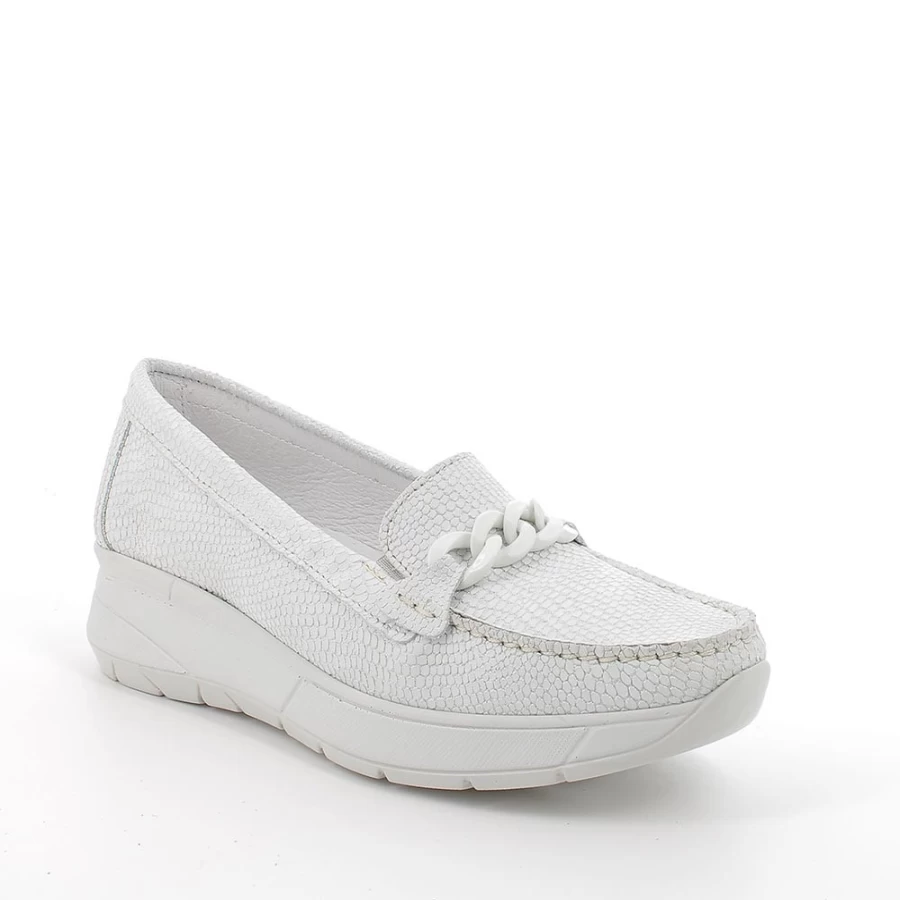 "Igi&Co Women's White Iridescent Leather Moccasin Shoes"