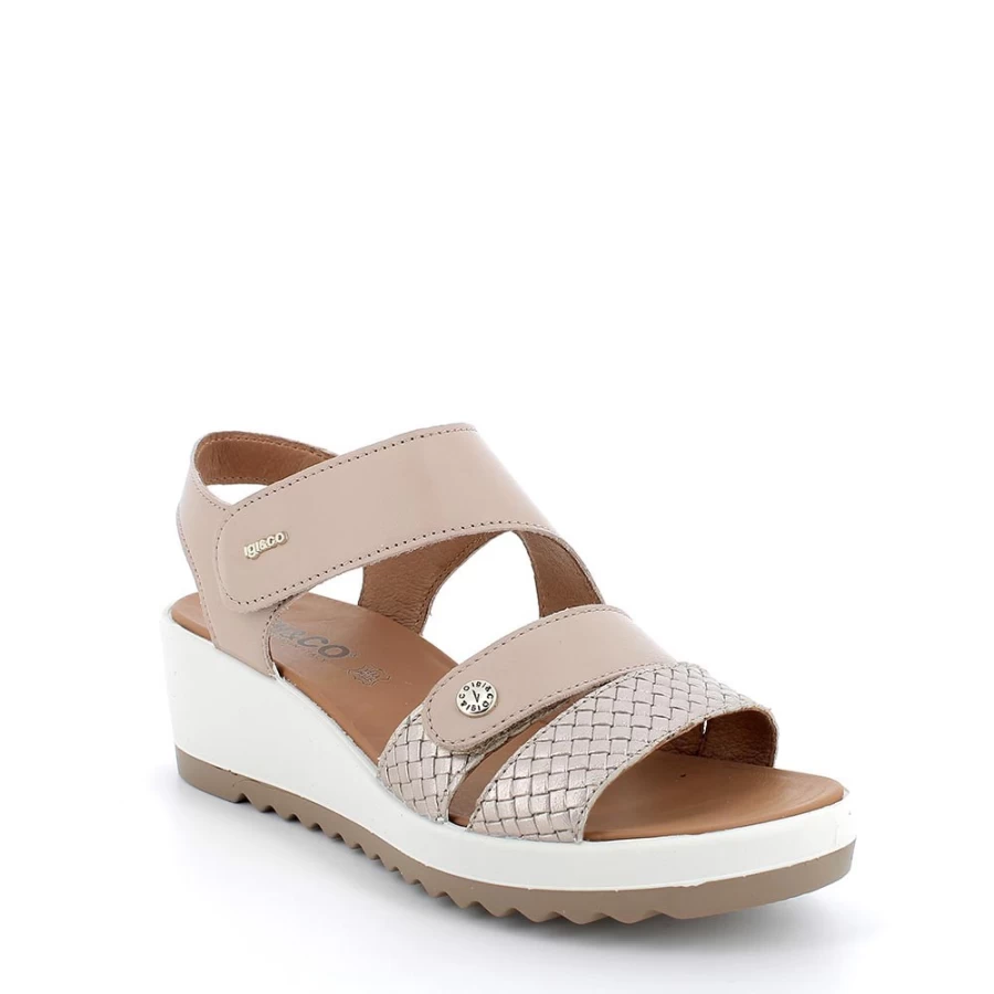 "Igi&Co Women's Platinum Nut Leather Wedge Sandals"