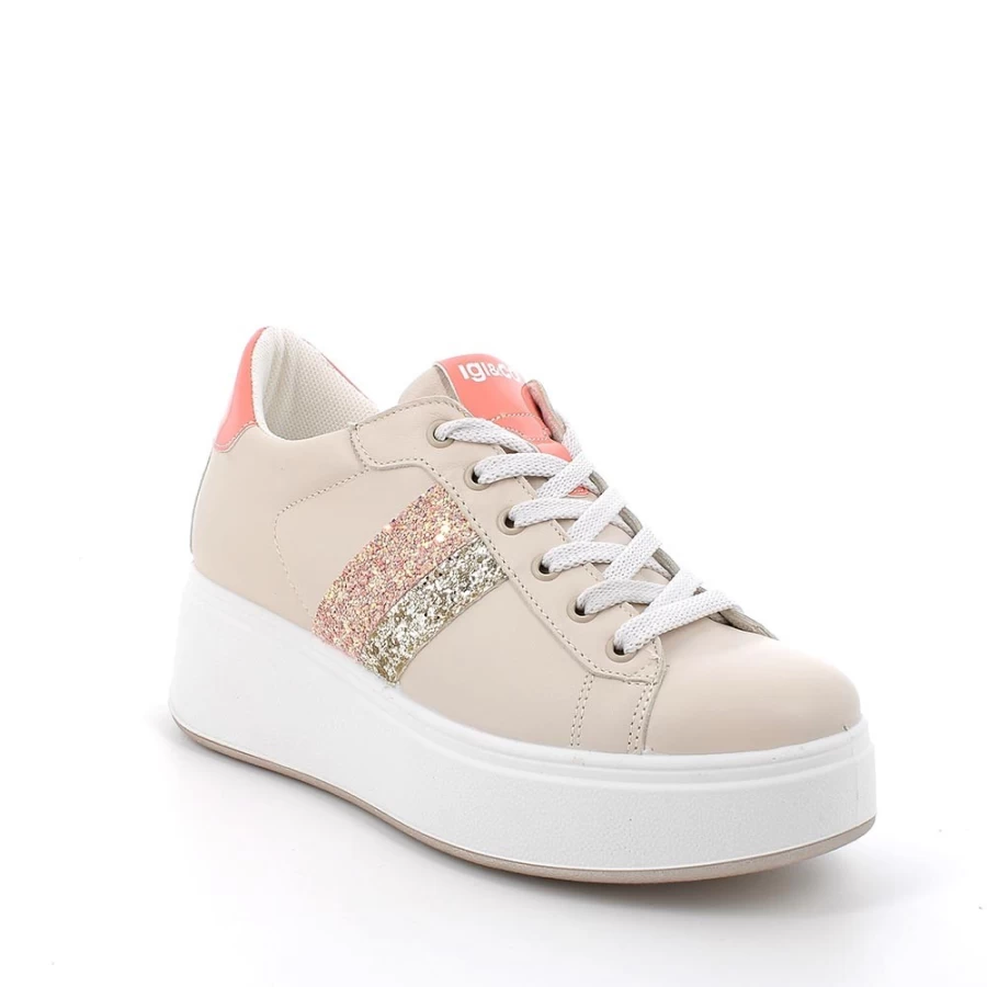"Igi&Co Women's Leather Wedge Sneakers in Ecru – Stylish & Comfortable"