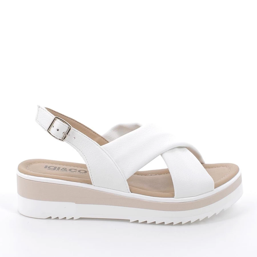 "Igi&Co Women's White Wedge Sandals – Stylish & Comfortable Footwear"