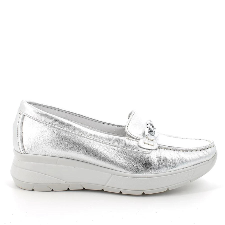 "Igi&Co Women's Silver Leather Moccasin Shoes"
