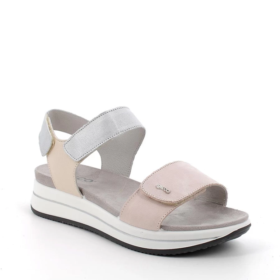 "Igi&Co Women's Leather Wedge Sandals in Powder Silver"