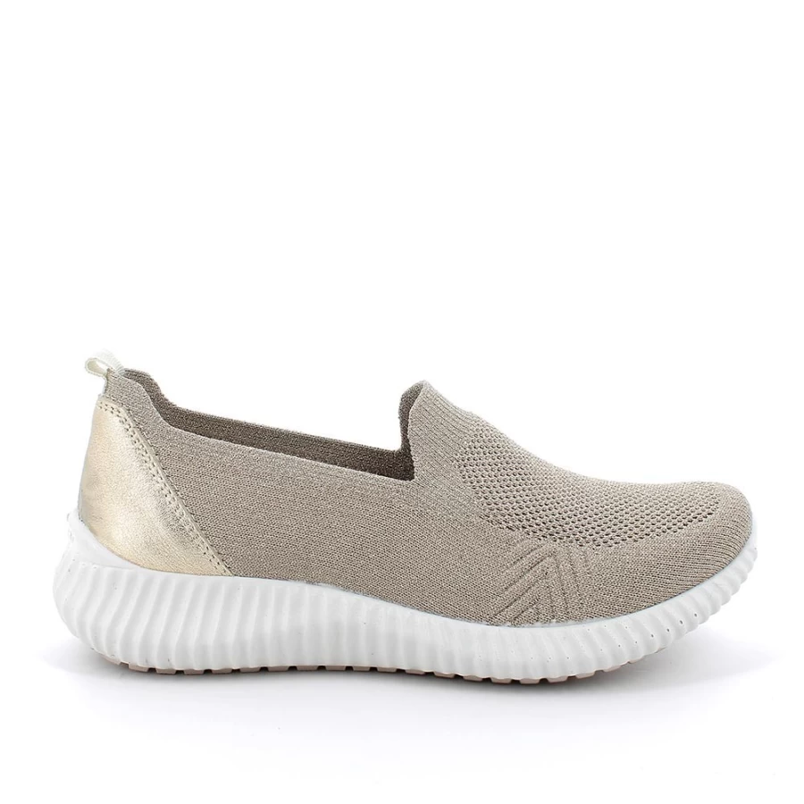 "Igi&Co Women's Beige-Platinum Sneaker Sock Shoes"