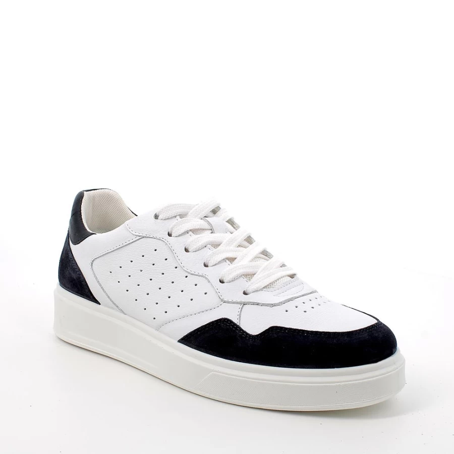 "Igi&Co Men's White and Blue Leather Sneakers"