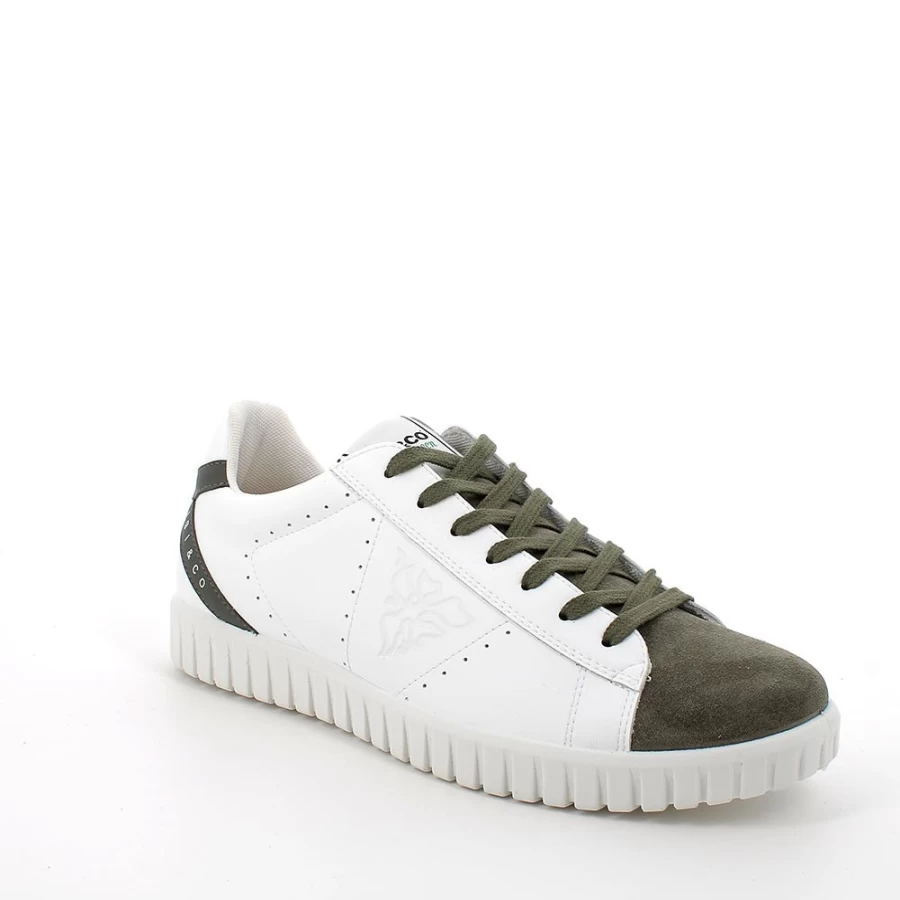 "Igi&Co Men's White & Military Green Sneakers - Casual Athletic Shoes"
