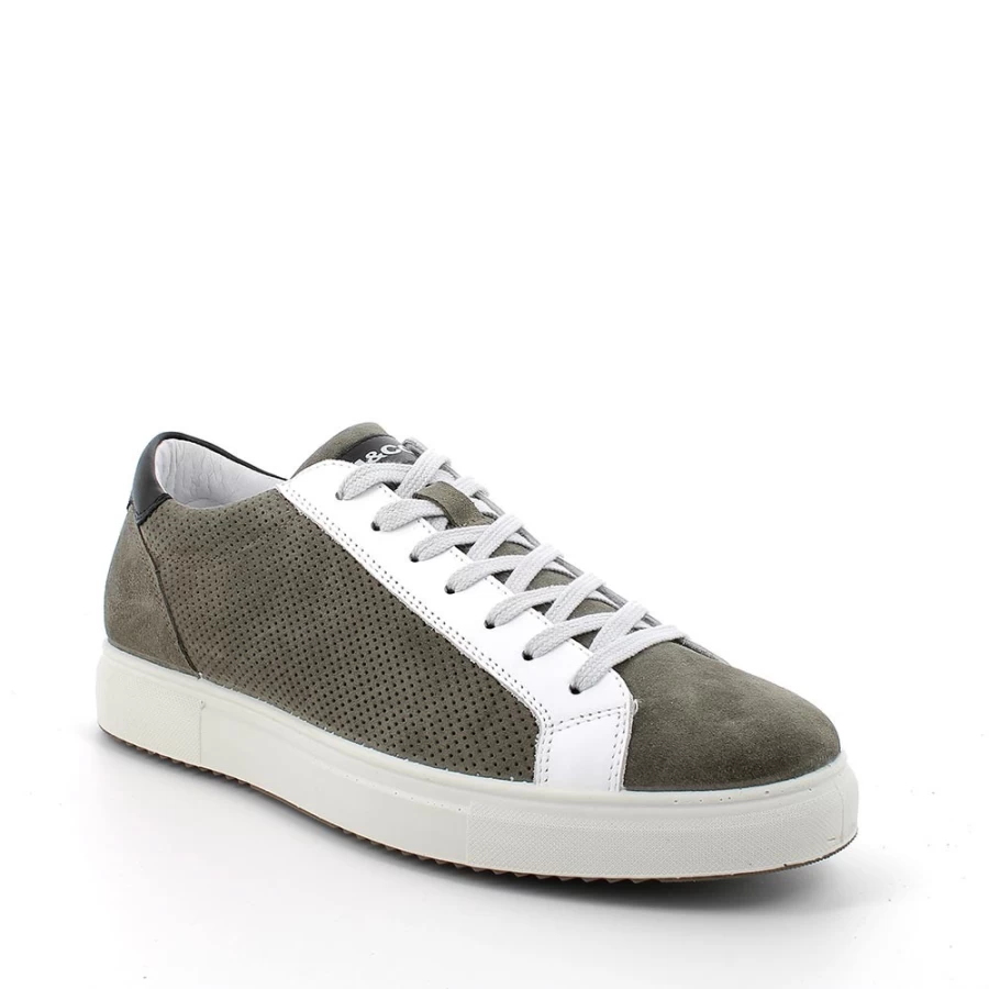 "Igi&Co Men's Military Green Leather Sneakers – Durable & Stylish"