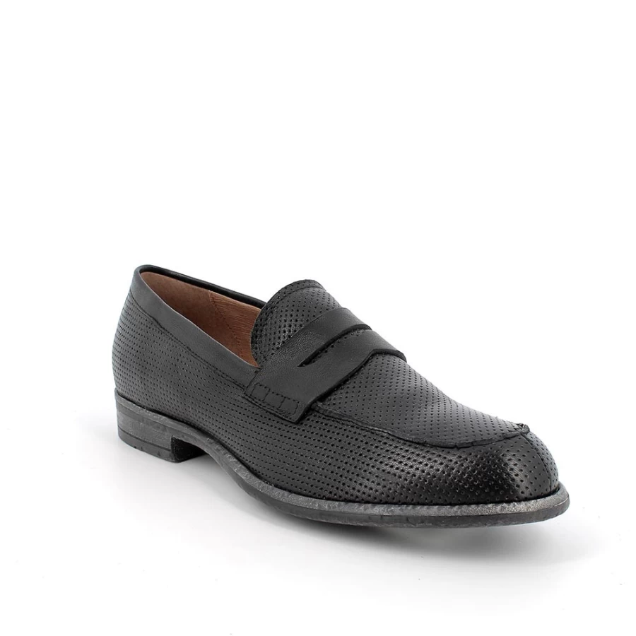 "Igi&Co Men's Black Leather Moccasin Shoes"