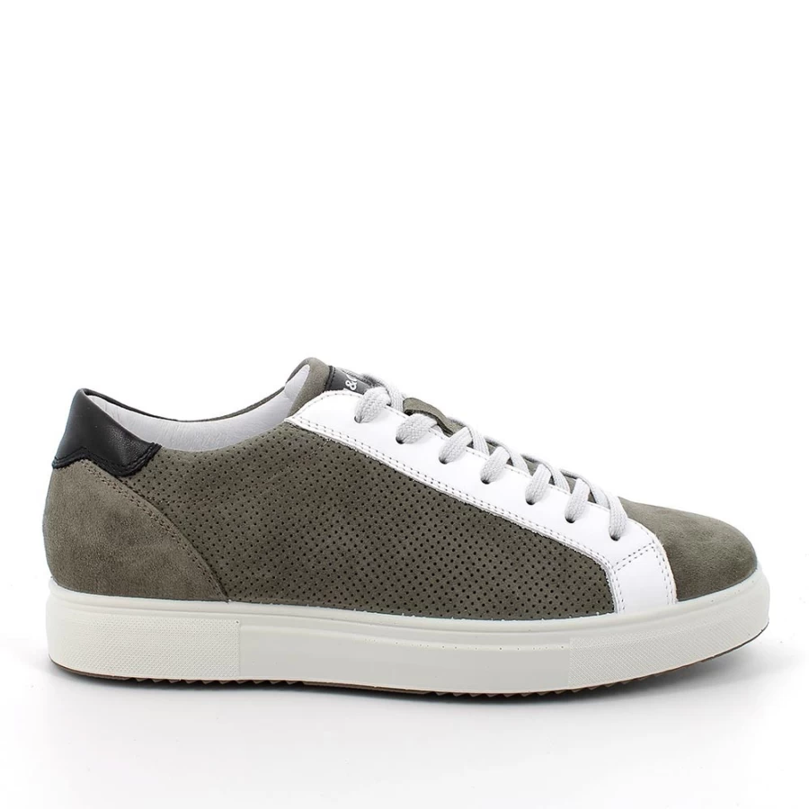 "Igi&Co Men's Military Green Leather Sneakers – Durable & Stylish"