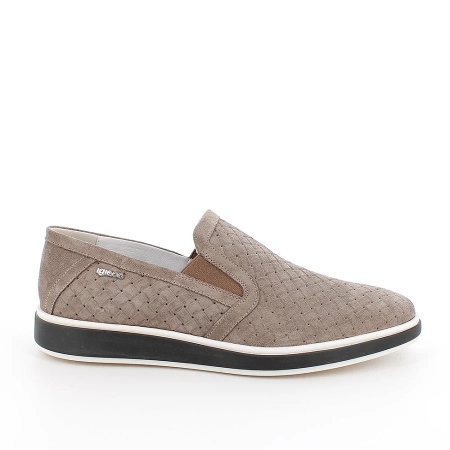 "Igi&Co Men's Beige Leather Slip-On Loafers"