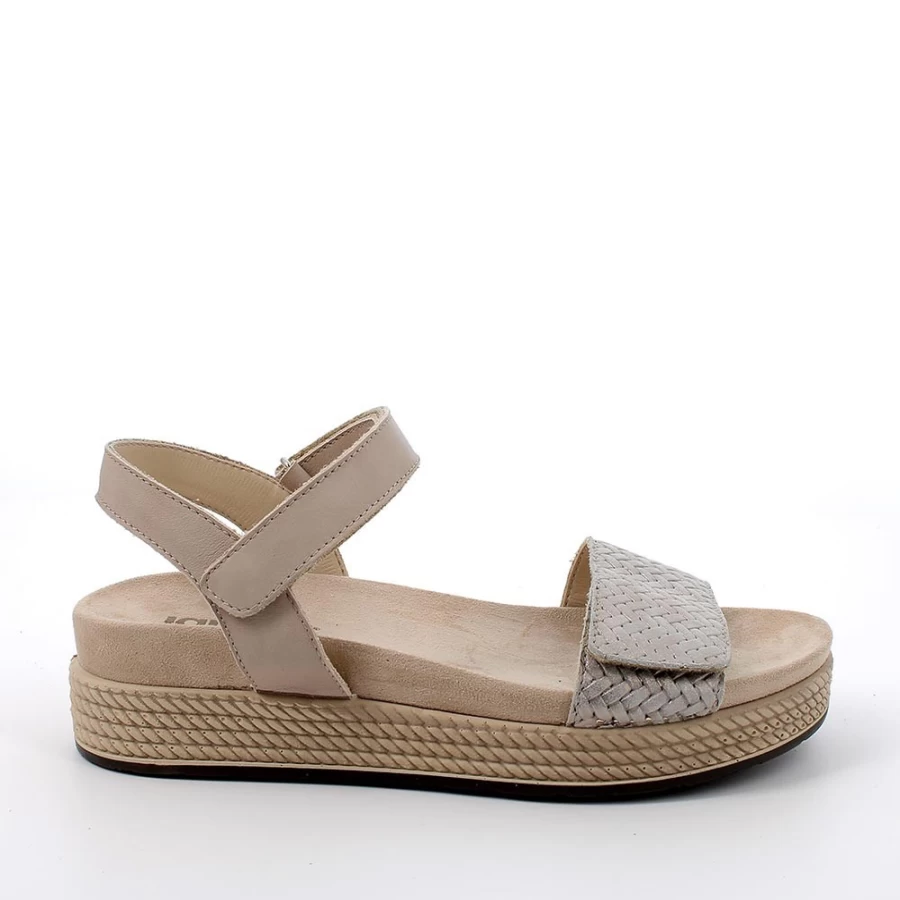 "Igi&Co Women's Platinum-Beige Leather Sandals"
