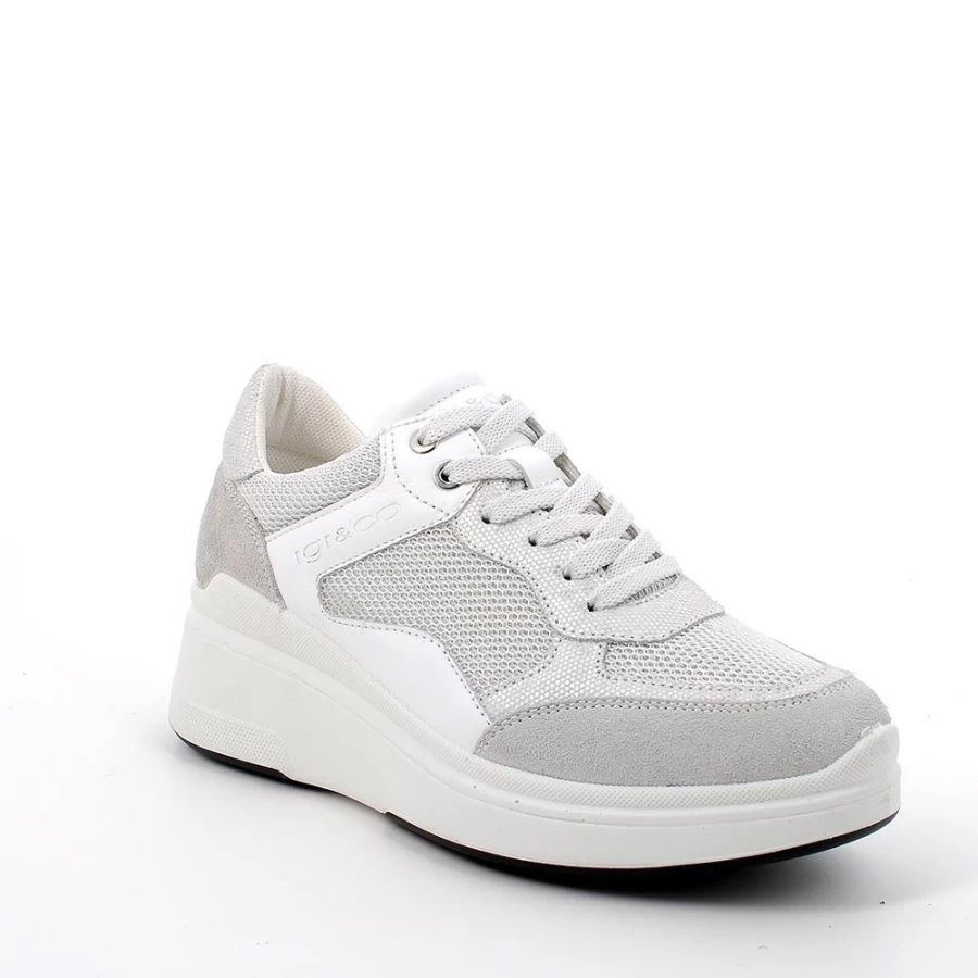 "Igi&Co Women's White-Silver Wedge Sneakers for Style and Comfort"