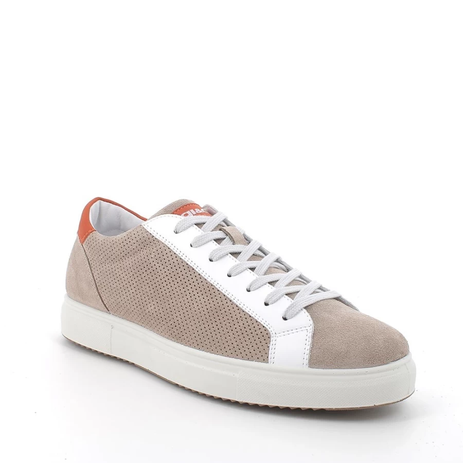 "Igi&Co Men's Dark Beige Leather Sneakers"