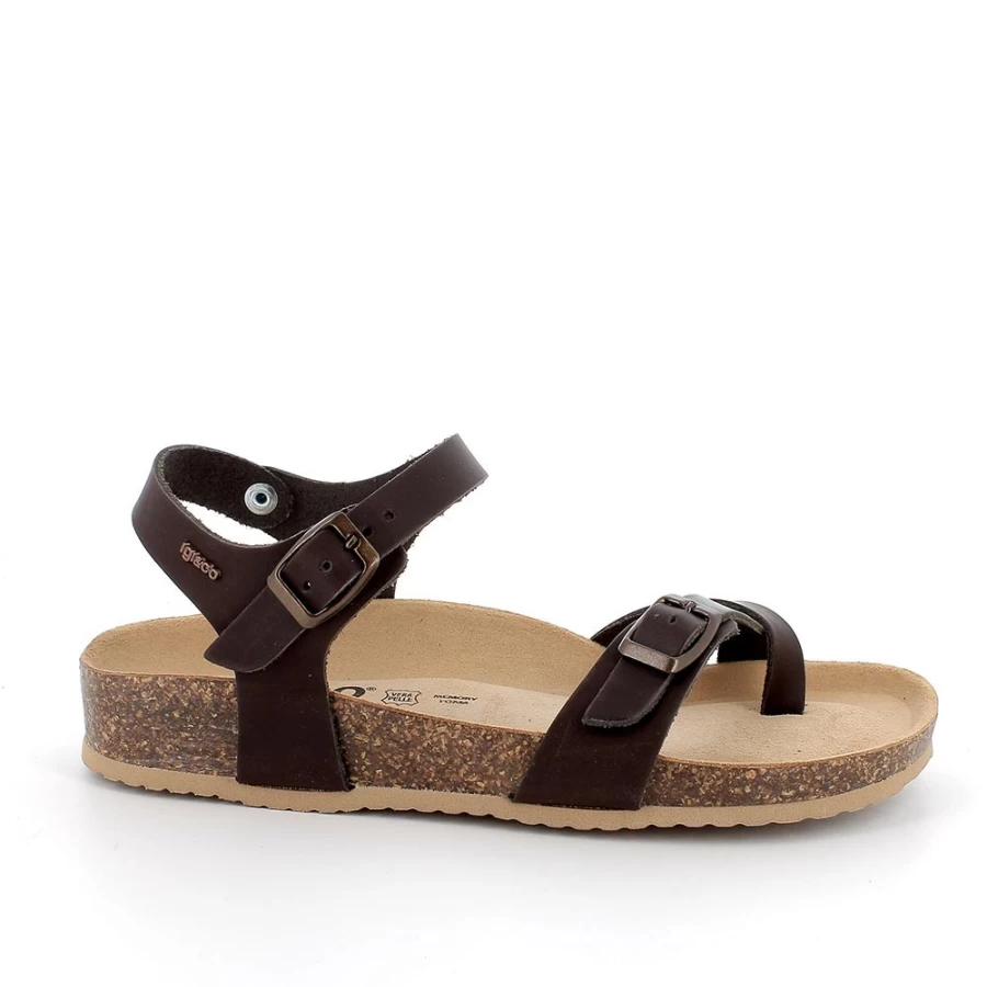 "Igi&Co Women's Dark Brown Leather Flip Flop Sandals"