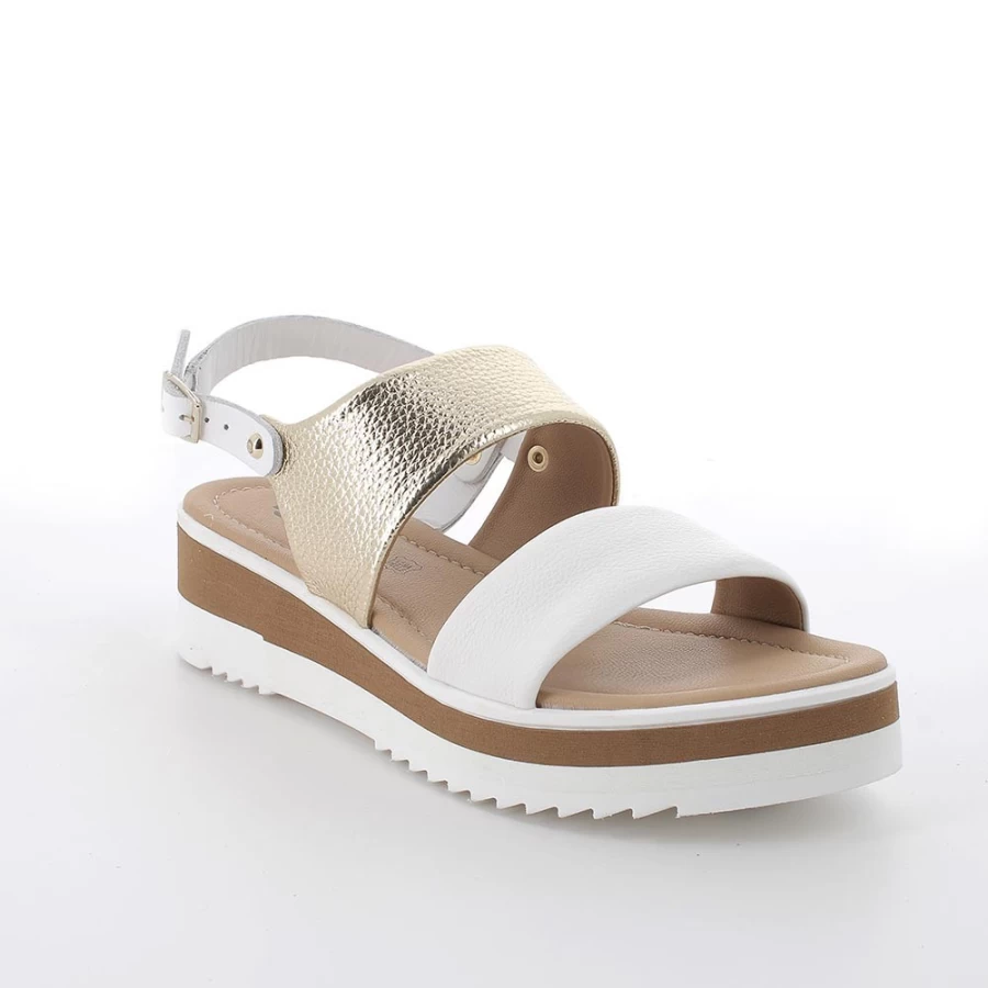 "Igi&Co Women's White-Platinum Wedge Sandals – Stylish & Comfortable"