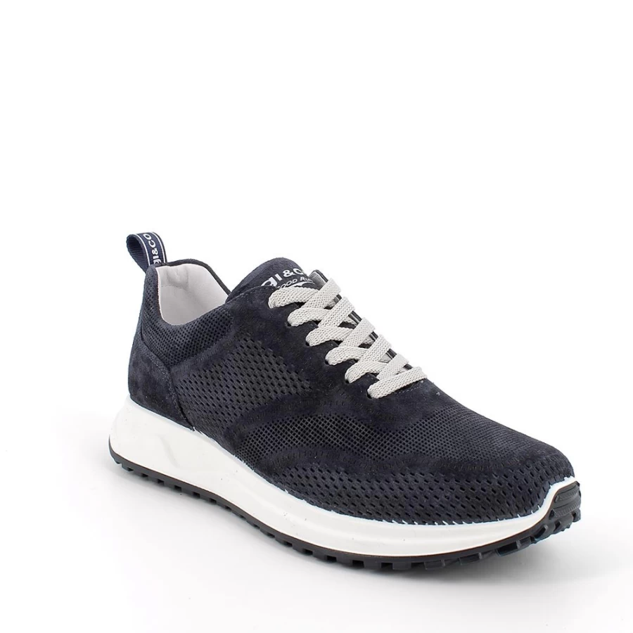 "Igi&Co Men's Blue Leather Sneakers – Premium Comfort & Style"