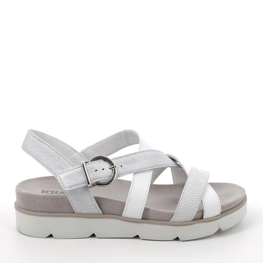 "Igi&Co Women's Leather Sandals in Silver-White"