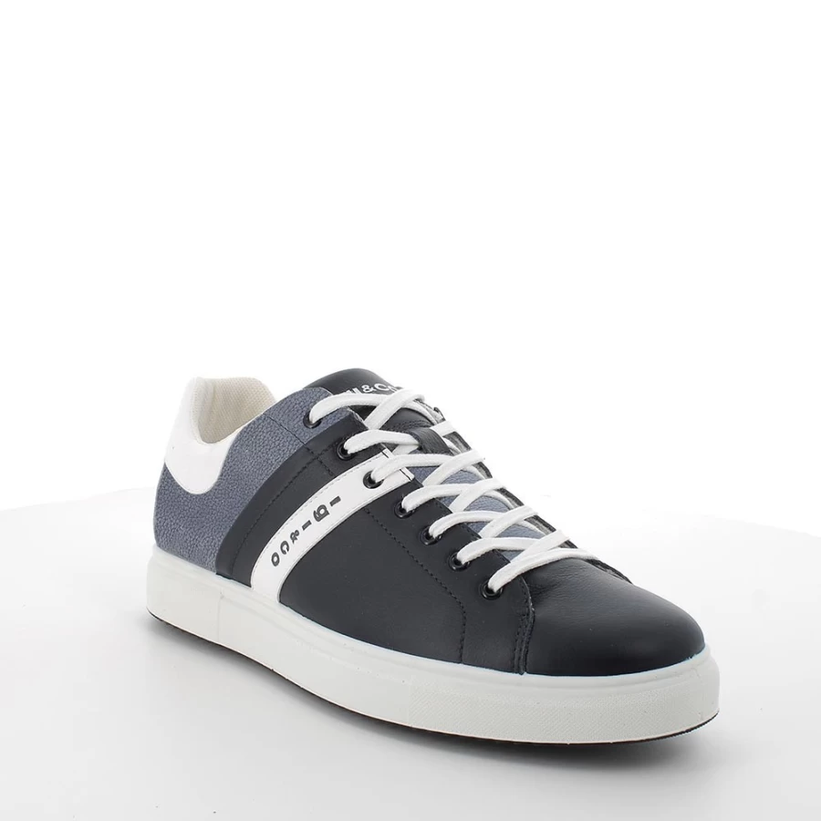 "Igi&Co Men's Blue & White Leather Sneakers – Premium Comfort & Style"