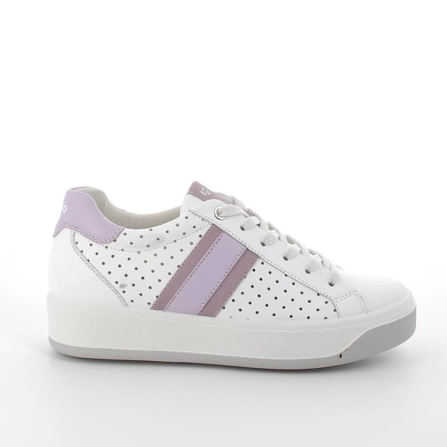 "Igi&Co Women's White-Violet Leather Sneakers"