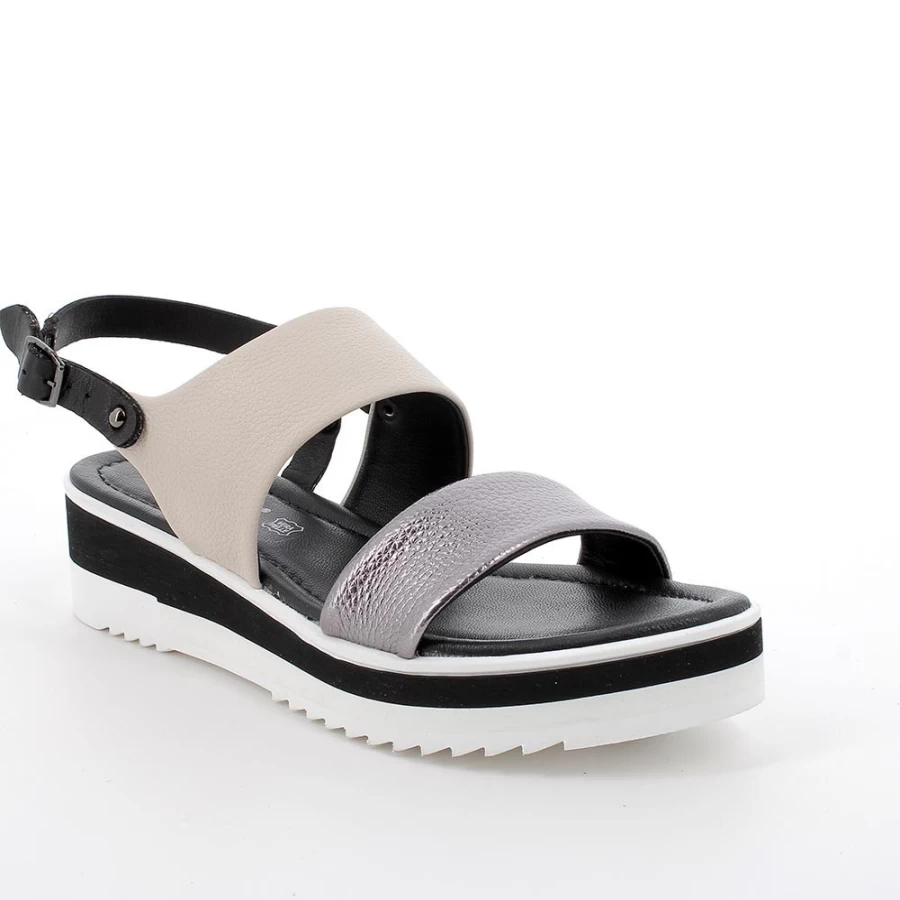 "Igi&Co Women's Grey-Black Wedge Sandals – Stylish & Comfortable"