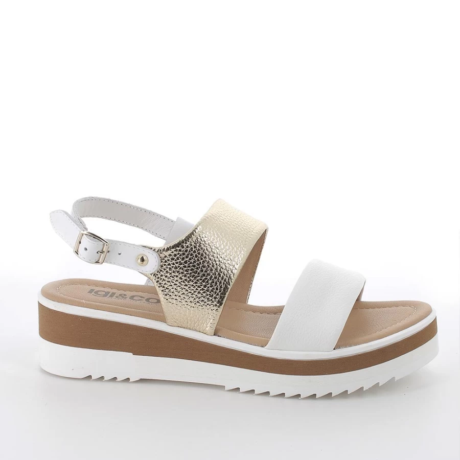"Igi&Co Women's White-Platinum Wedge Sandals – Stylish & Comfortable"