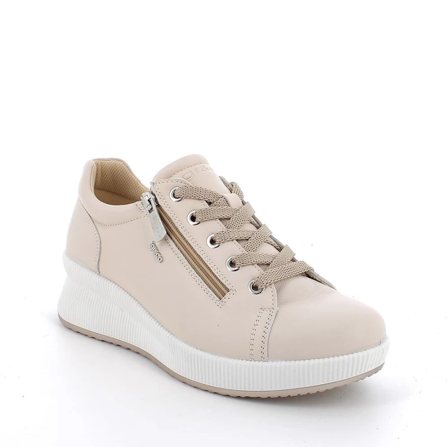 "Igi&Co Women's Leather Wedge Sneakers in Ecru"