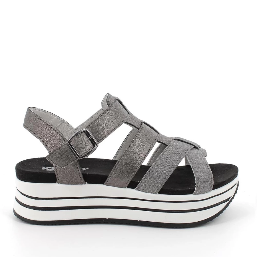 "Igi&Co Women's Wedge Sandals – Stylish & Comfortable Coal Design"