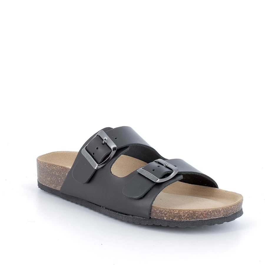 "Igi&Co Women's Black Leather Sandals – Stylish & Comfortable Footwear"