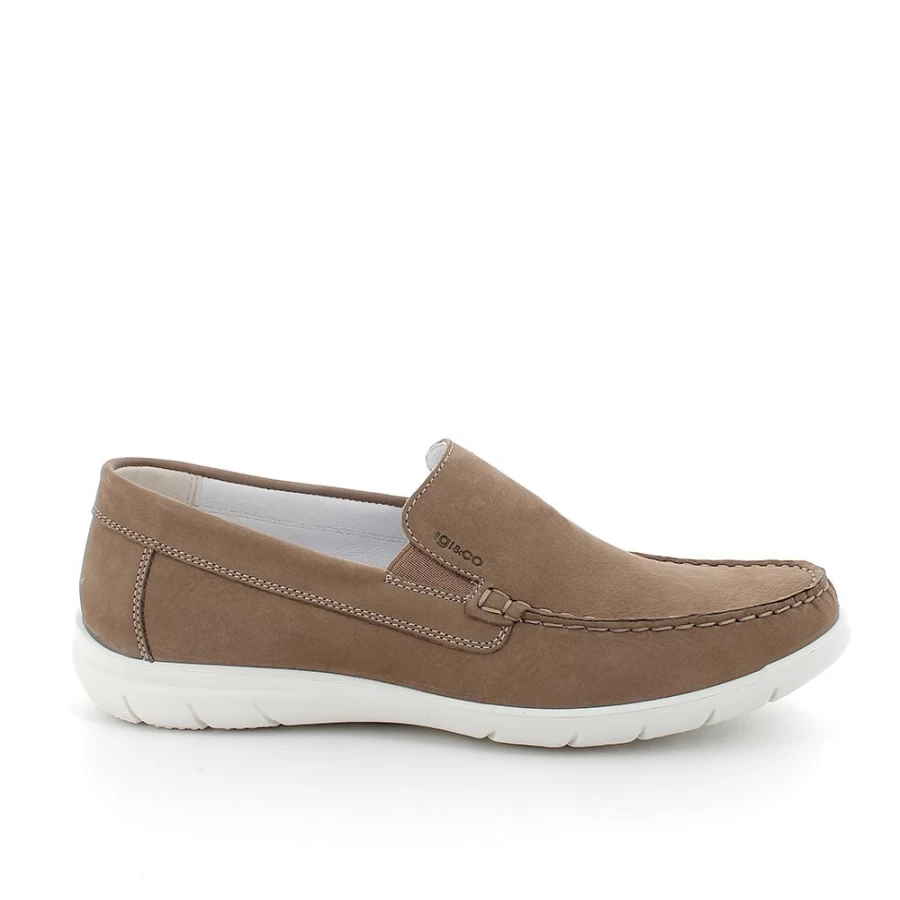 "Igi&Co Men's Taupe Leather Moccasin Shoes"