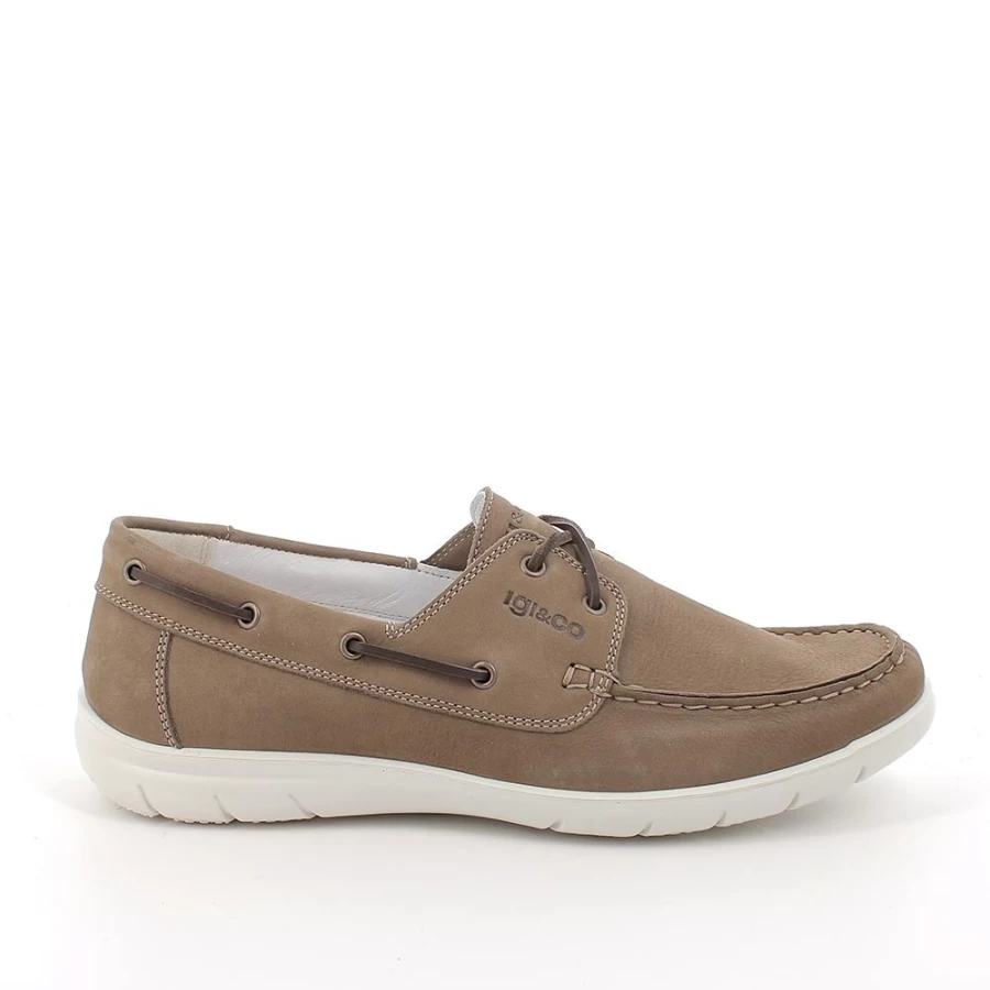 "Igi&Co Men's Taupe Leather Moccasin Shoes"
