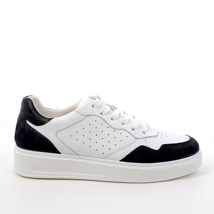 "Igi&Co Men's White and Blue Leather Sneakers"