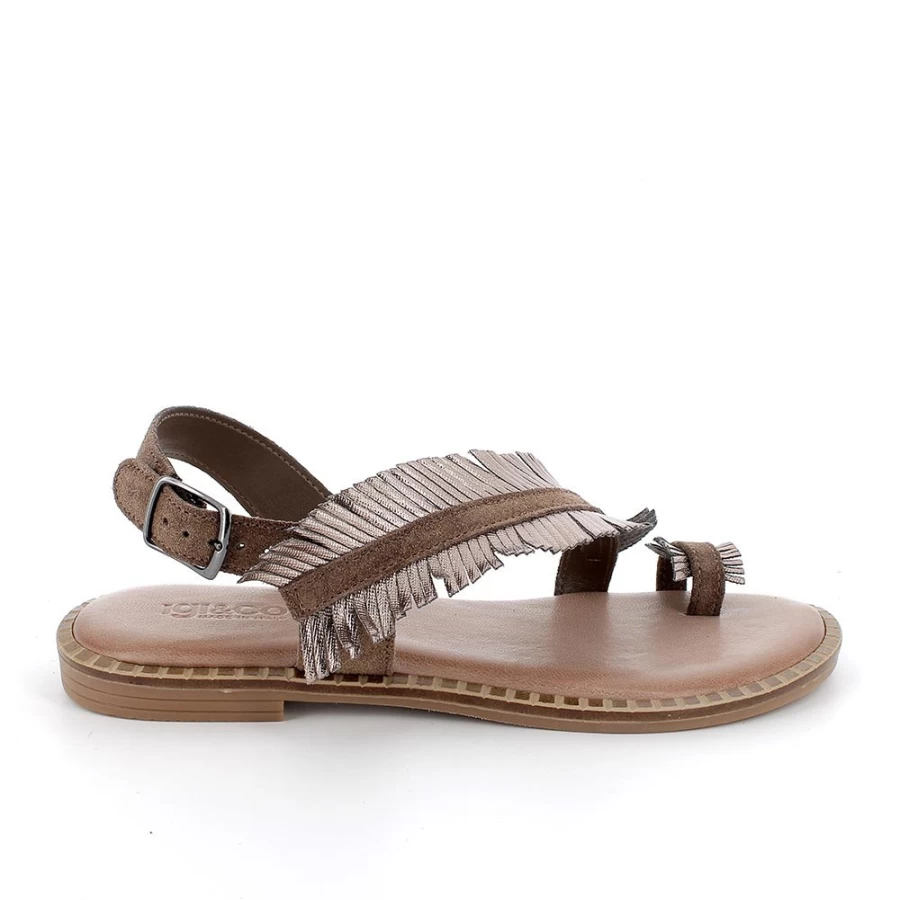 "Igi&Co Women's Leather Flip Flop Sandals – Smoke Color"