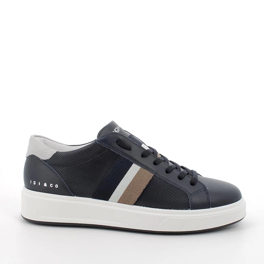 "Igi&Co Men's Blue Leather Sneakers – Premium Comfort & Style"