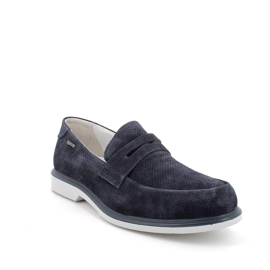 "Igi&Co Men's Blue Leather Moccasin Shoes"