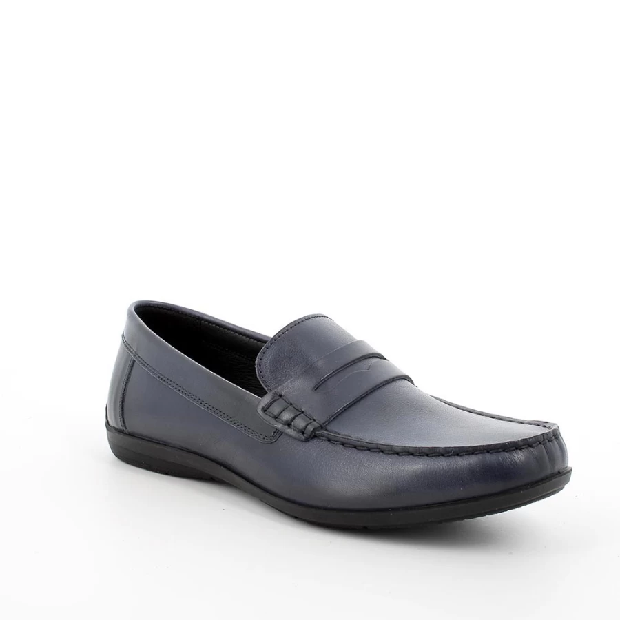 "Igi&Co Men's Blue Leather Moccasin Shoes"