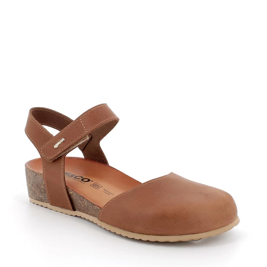 "Igi&Co Women's Leather Sandals in Cognac Color"
