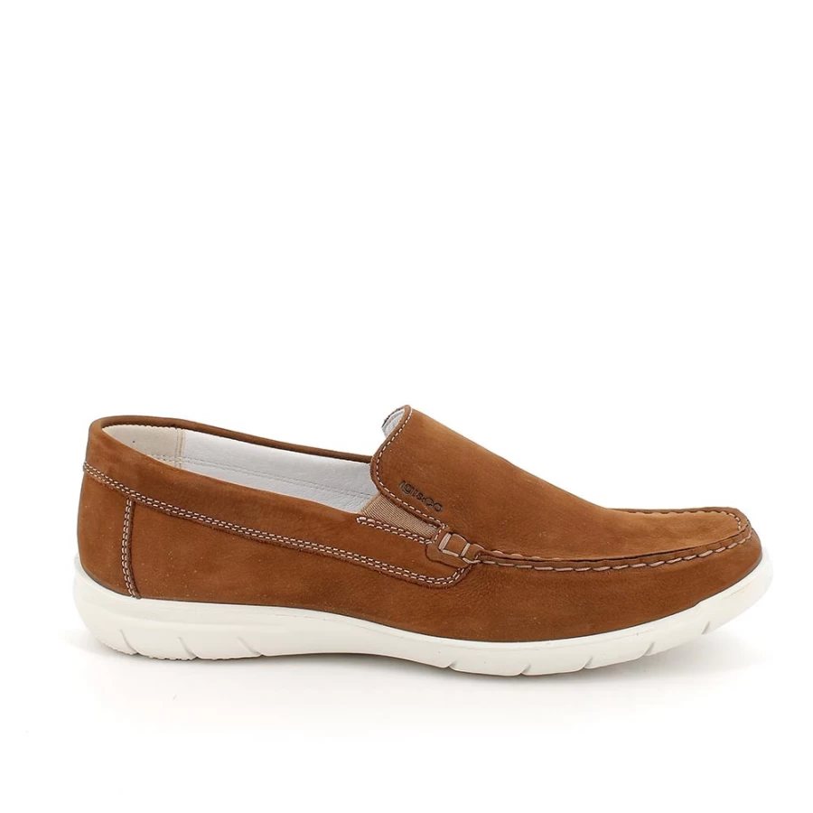 "Igi&Co Men's Leather Mocassin Shoes in Tobacco Color"