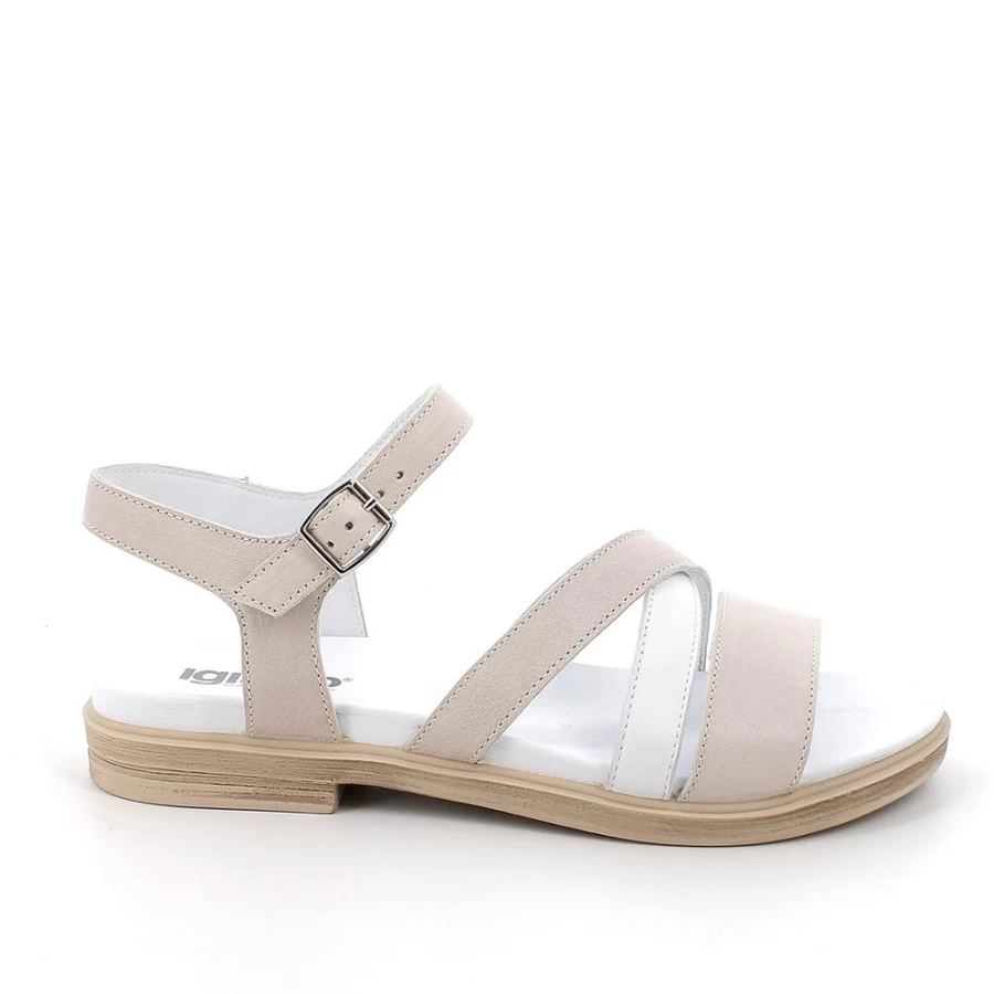 "Igi&Co Women's Off White Leather Sandals"