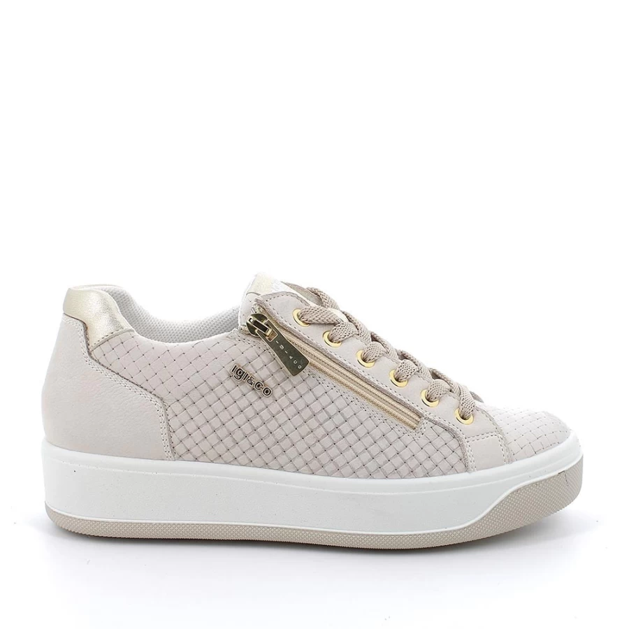 "Igi&Co Women's Off-White Leather Sneakers - Fashionable Comfort Footwear"
