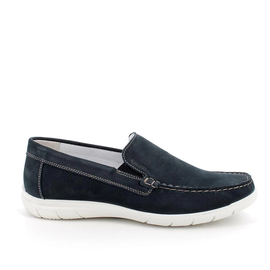 "Igi&Co Men's Blue Leather Moccasin Shoes"