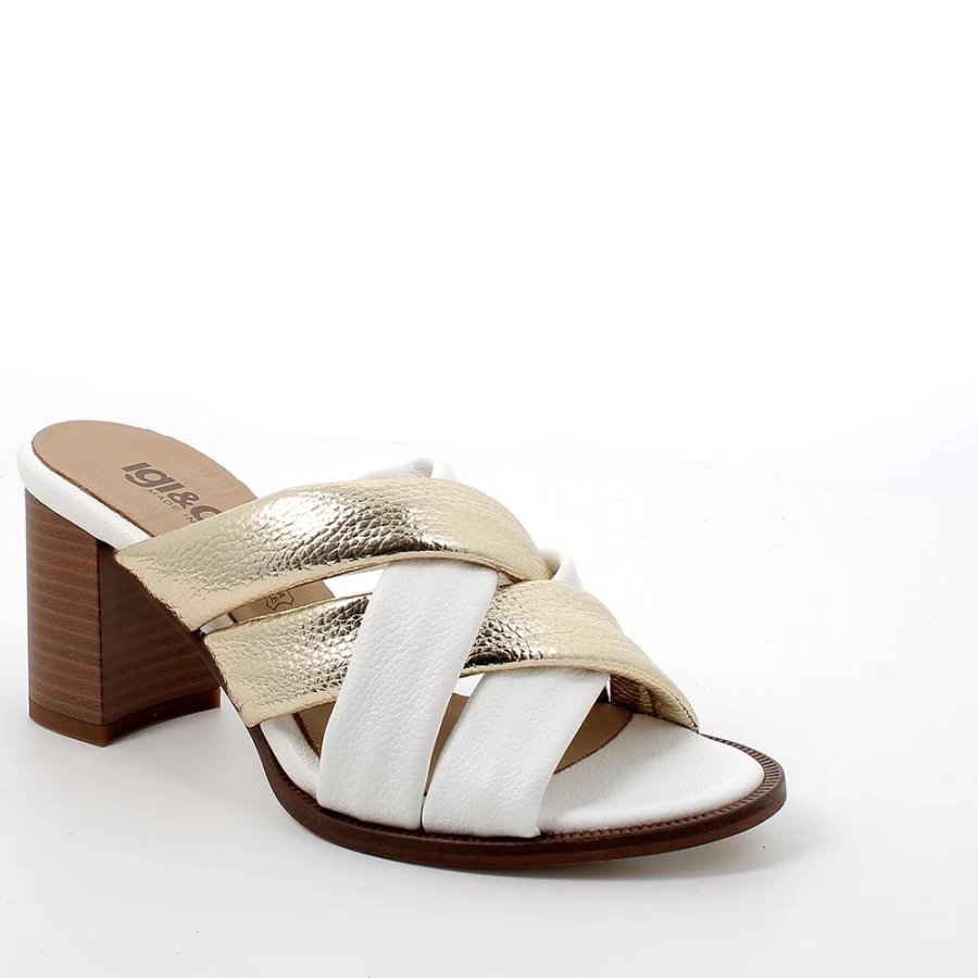 "Igi&Co Women's Platinum White Heeled Sandals – Elegant Ladies Dress Sandals"