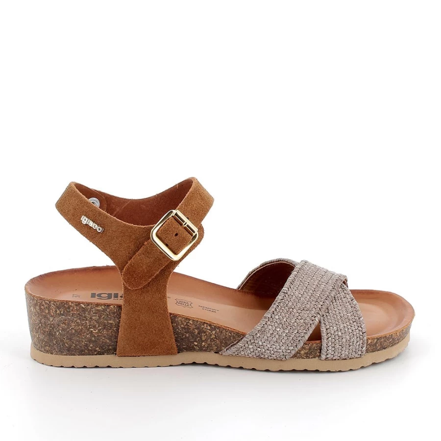 "Igi&Co Women's Leather Sandals in Copper Color – Elegant & Comfortable Footwear"