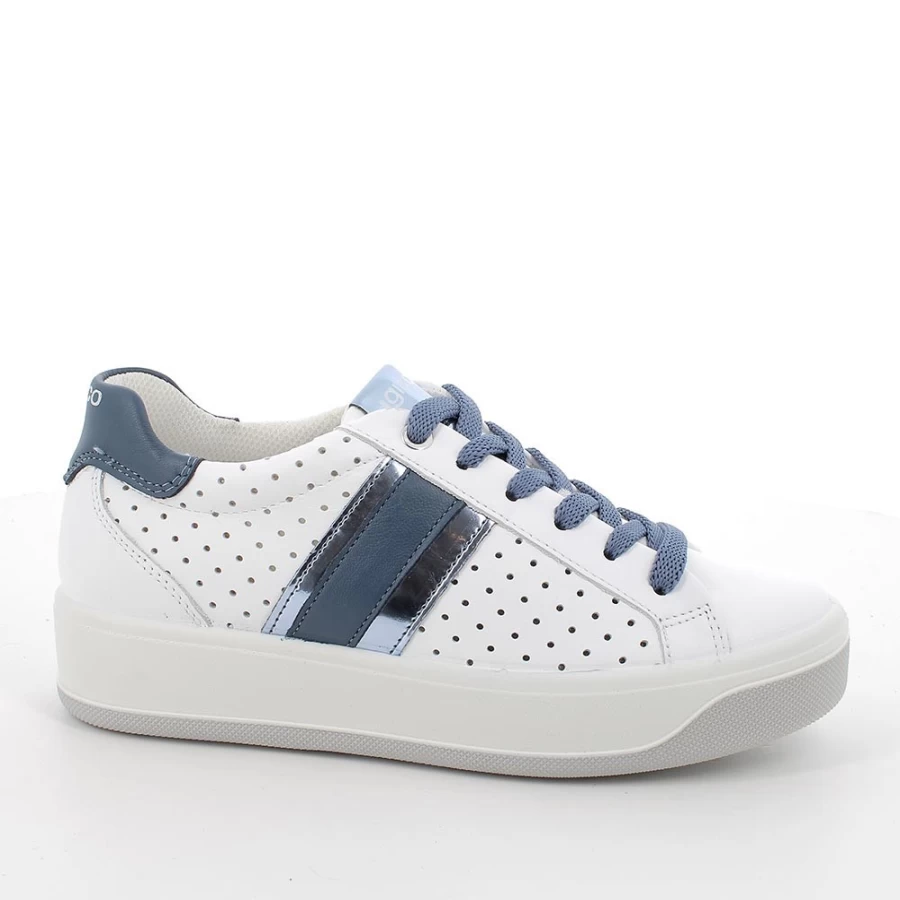 "Igi&Co Women's White-Avio Leather Sneakers for Ladies"