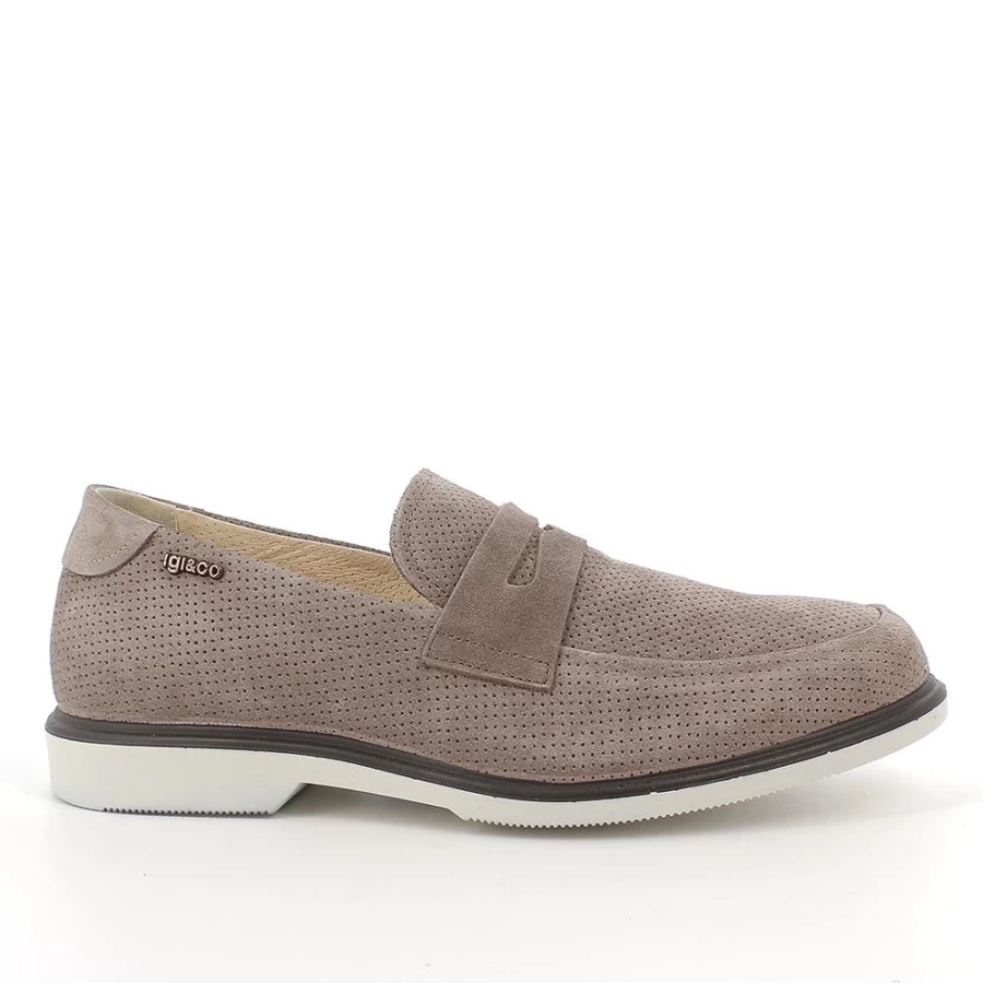 "Igi&Co Men's Beige Leather Moccasin Shoes"