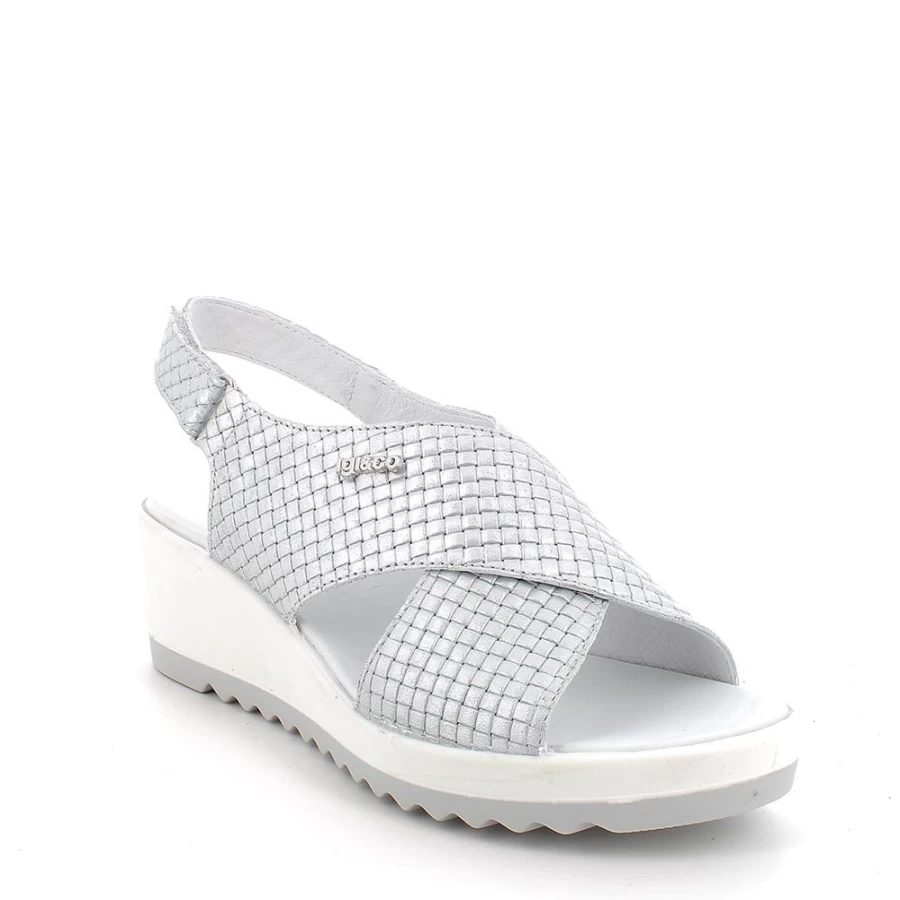 "Igi&Co Women's Leather Wedge Sandals in Silver – Stylish & Comfortable"