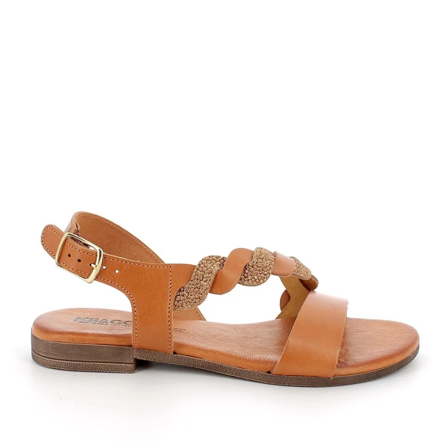 "Igi&Co Women's Light Brown-Bronze Leather Sandals"