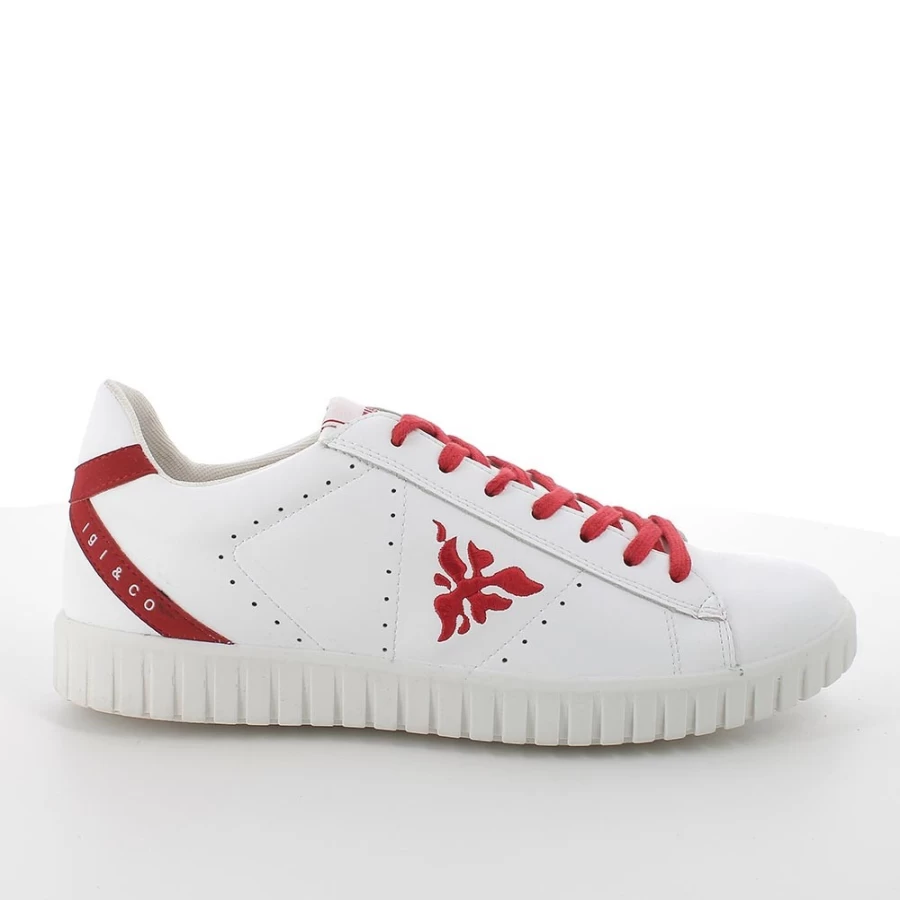 Igi&Co Men's White & Red Sneakers - Lightweight Comfortable Athletic Shoes
